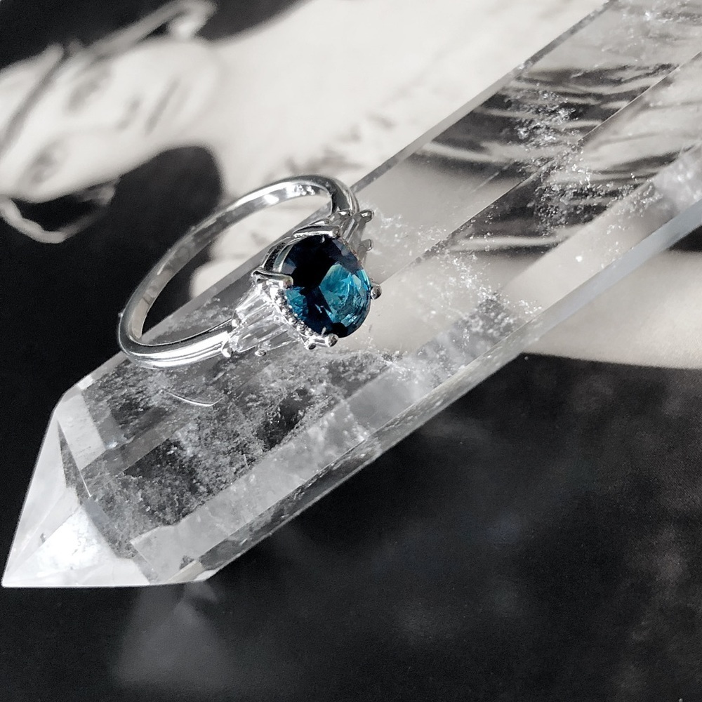 NEW Solid Sterling Silver Lab London Blue Sapphire Ring